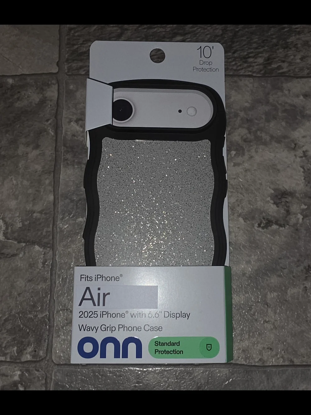 onn. Wavy Grip Phone Case for iPhone Air Silver/Gold Glitter BNIB